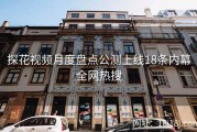探花视频月度盘点公测上线18条内幕全网热搜